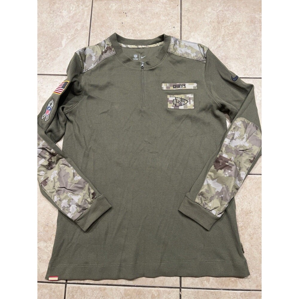 Kansas City Chiefs Shirt Mens L Nike Camo Salute to Service 1/4 Zip Thermal